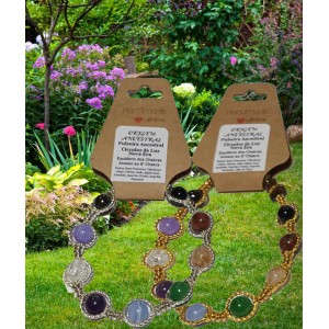 PULSEIRA ANCESTRAL - 8 CHAKRAS - CÍRCULOS DE LUZ NOVA ERA (C/ PEDRAS SEMI-PRECIOSAS)